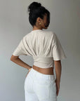 Elegant Deep V-Neck Summer Blouse - Apricot"