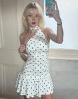 Elegant One-Shoulder Polka Dot Bodycon Mini Dress for Women ✨