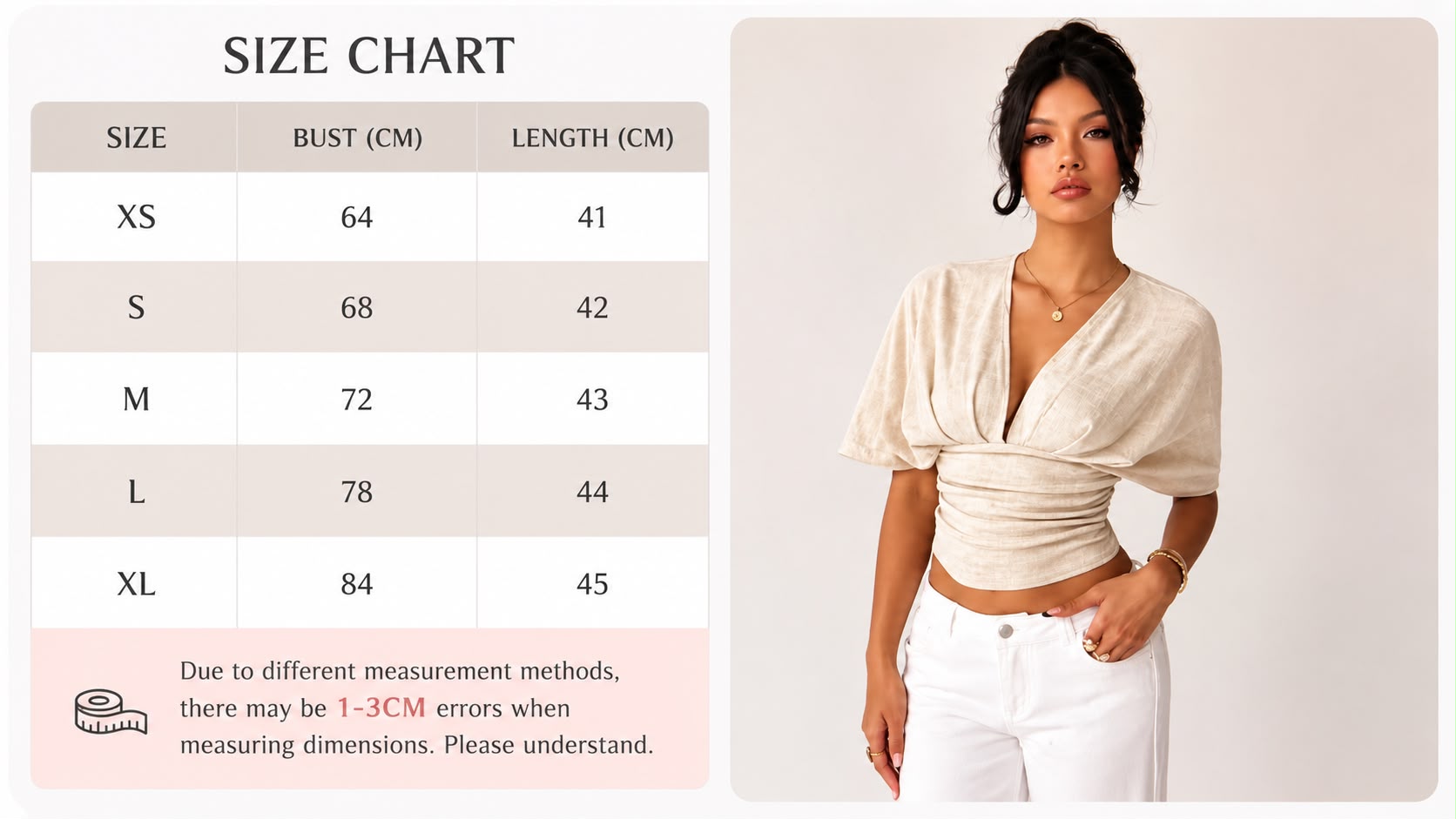 Elegant Deep V-Neck Summer Blouse - Apricot"